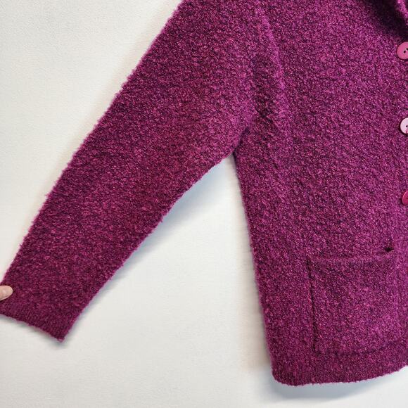 Vintage Marisa Christina Cardigan Sweater Size S Purple Wool Blend Boucle Knit - Picture 5 of 10